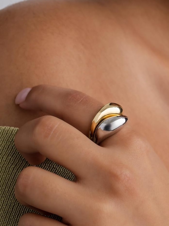 Mixed Metal Dome Ring Set